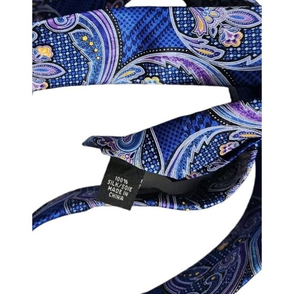 GEOFFREY BEENE Men's 100% Silk Necktie DESIGNER Tie Blue Paisley W:3.2" EUC - Picture 3 of 4